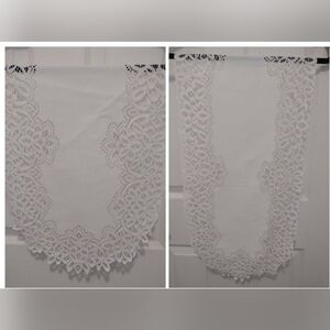 Lot of 2 White Lace Floral Table Runners &  Cloth 52" x 14 & 34" x 14" NWOT
